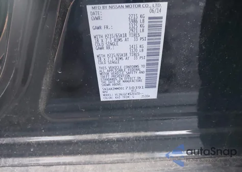 2014 Nissan Pathfinder Sl from USA, damaged, VIN 5N1AR2MM0EC710391